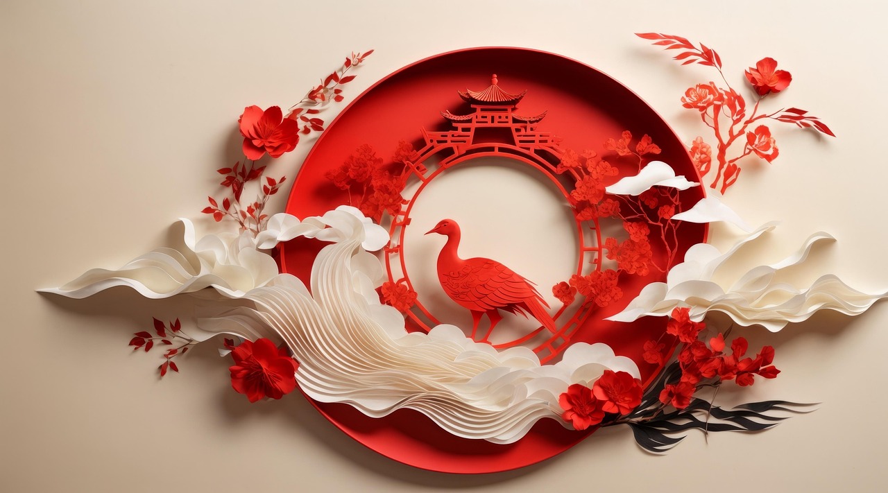Chinese paper cutting jianzhi red traditional art craft